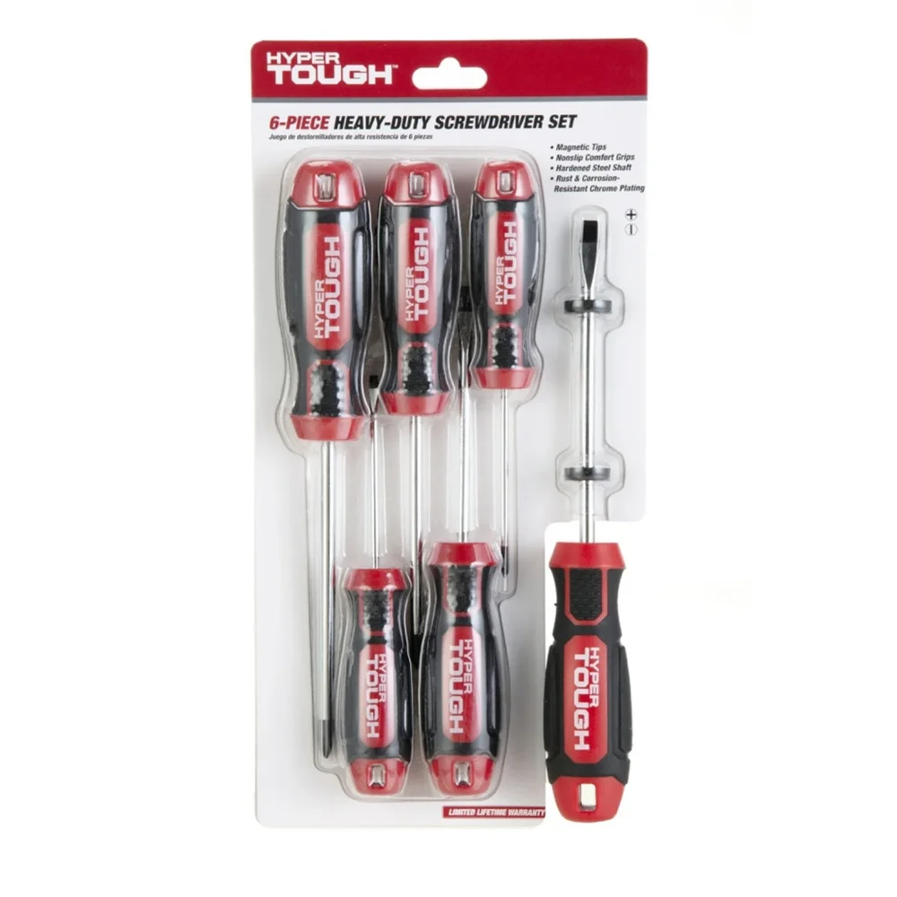 NEW Hyper Tough 6-Piece Screwdriver Set Red Black One Size